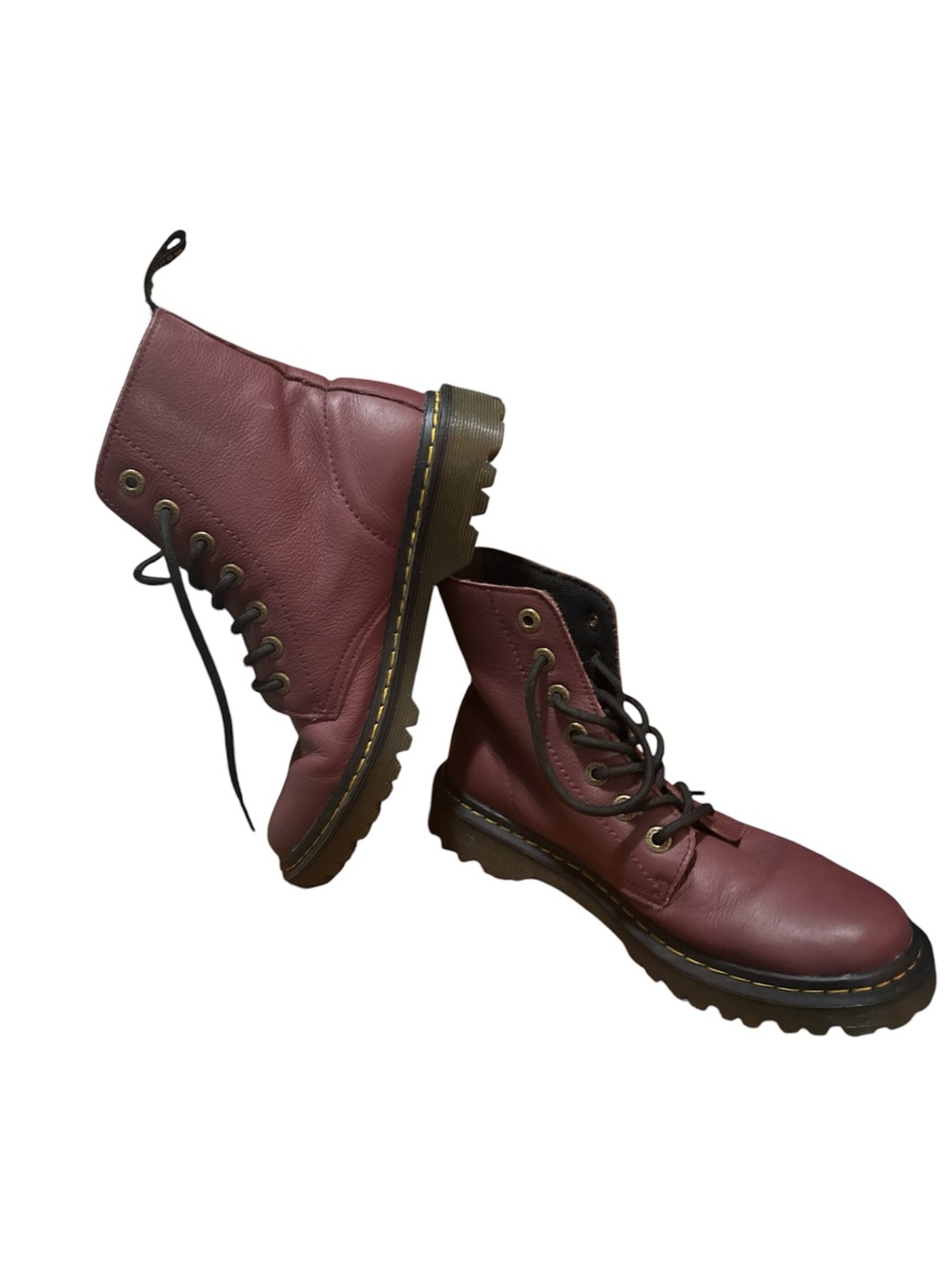 Dr. Martens Burgundy Leather LUANA Combat Boots - Picture 3 of 5